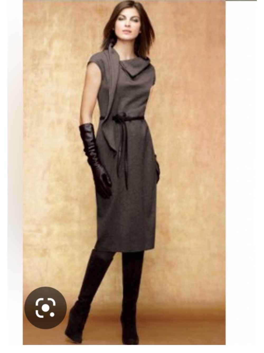 Lafayette 148 Gray Flanellato Asymmetrical Detailed Cap Sleeve Dress 10